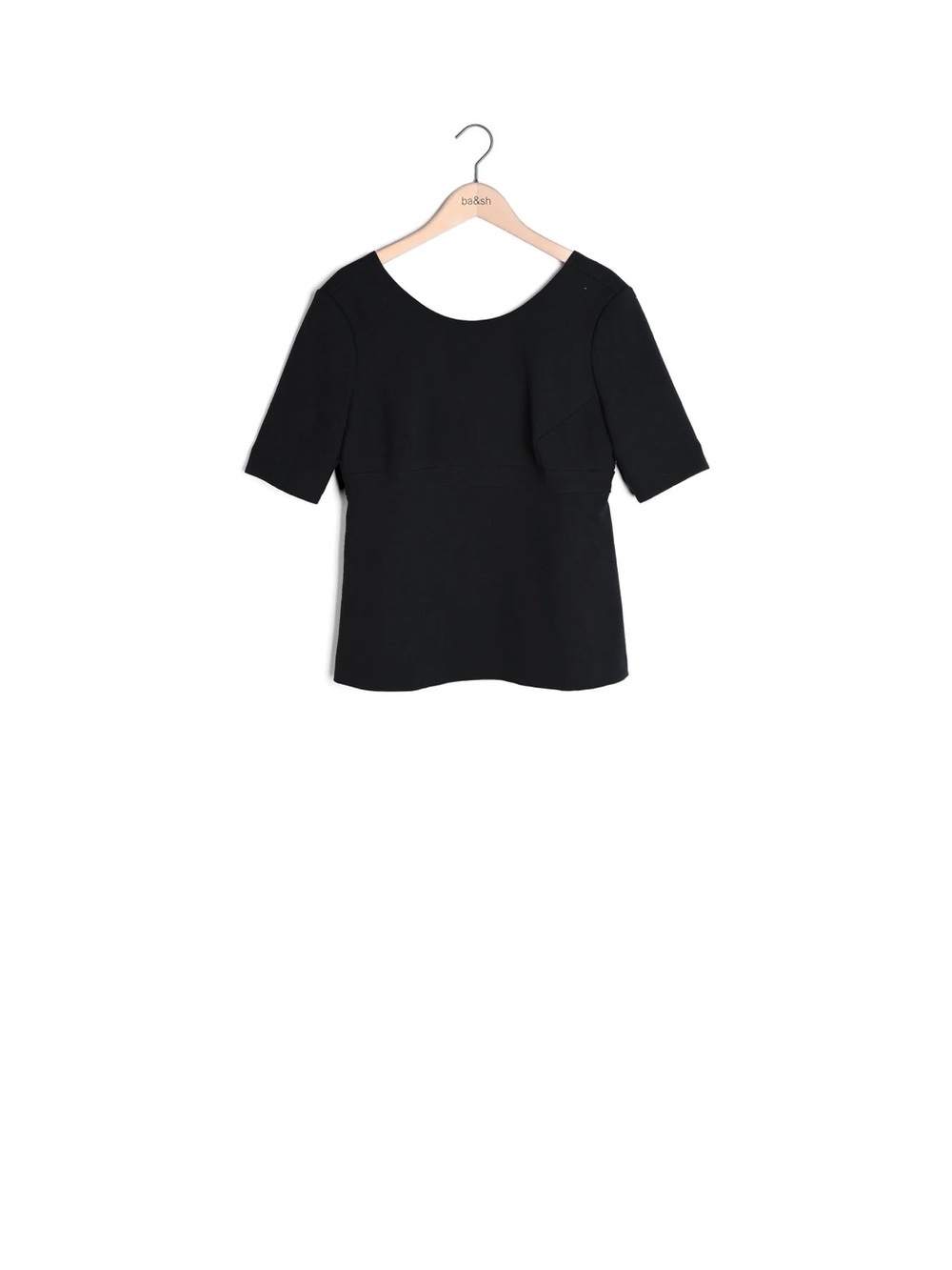ba&sh Black Short Sleeve Scoop Neck Top